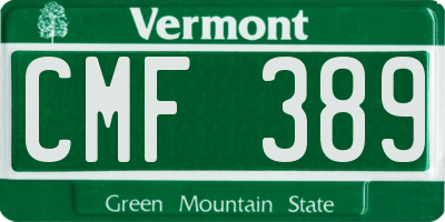 VT license plate CMF389