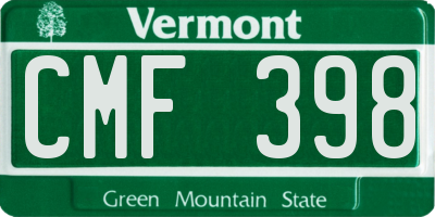 VT license plate CMF398