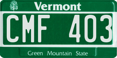 VT license plate CMF403