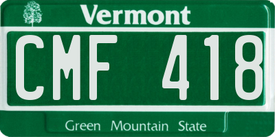 VT license plate CMF418