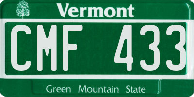 VT license plate CMF433