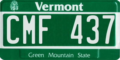 VT license plate CMF437