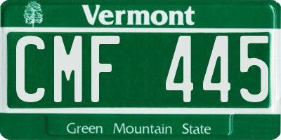 VT license plate CMF445