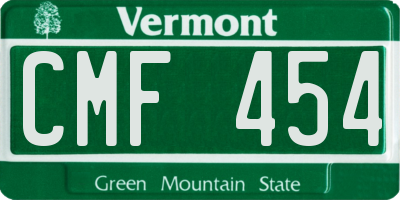 VT license plate CMF454