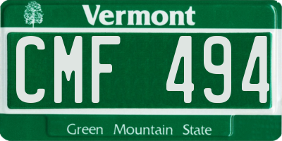VT license plate CMF494