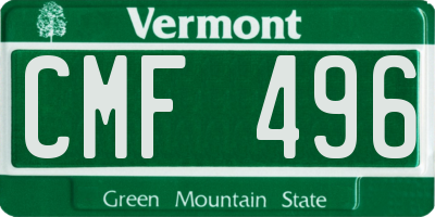 VT license plate CMF496