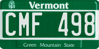 VT license plate CMF498