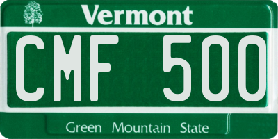 VT license plate CMF500