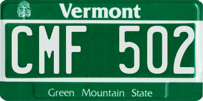 VT license plate CMF502