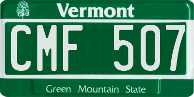 VT license plate CMF507