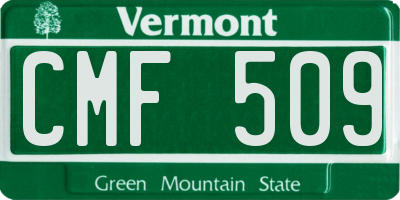 VT license plate CMF509