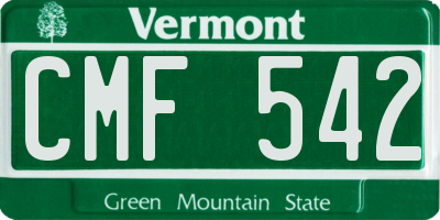 VT license plate CMF542