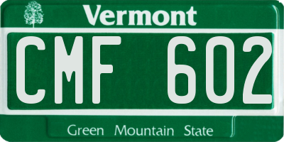 VT license plate CMF602