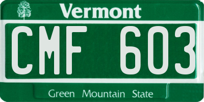 VT license plate CMF603