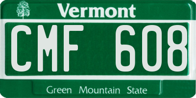 VT license plate CMF608