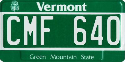 VT license plate CMF640