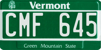 VT license plate CMF645