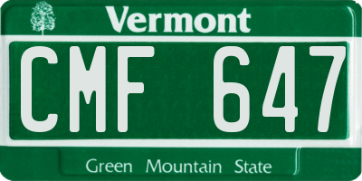 VT license plate CMF647