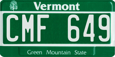 VT license plate CMF649