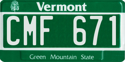 VT license plate CMF671