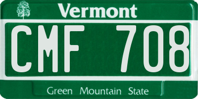 VT license plate CMF708