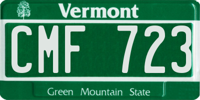VT license plate CMF723