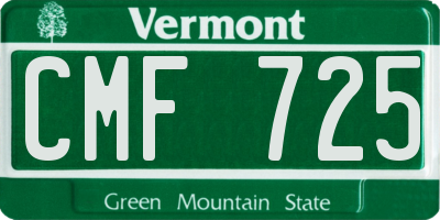 VT license plate CMF725
