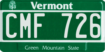 VT license plate CMF726