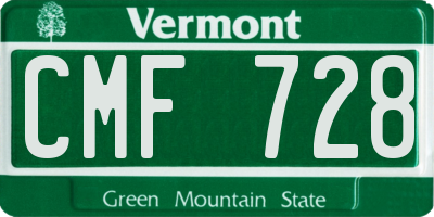 VT license plate CMF728