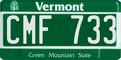 VT license plate CMF733