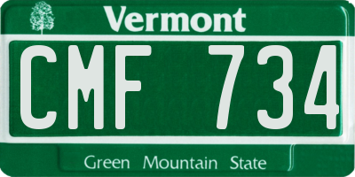 VT license plate CMF734