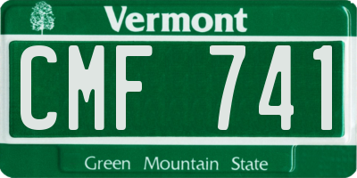 VT license plate CMF741