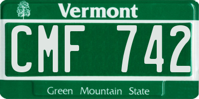 VT license plate CMF742