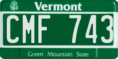 VT license plate CMF743