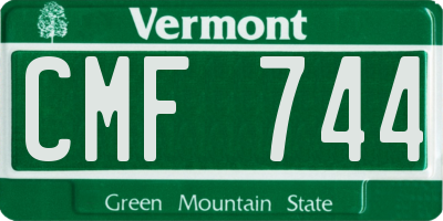 VT license plate CMF744