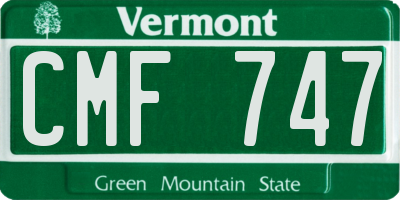 VT license plate CMF747