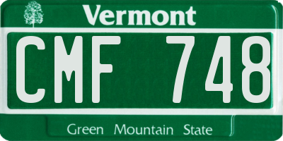 VT license plate CMF748