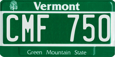 VT license plate CMF750