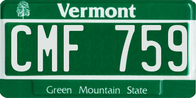 VT license plate CMF759