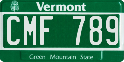 VT license plate CMF789