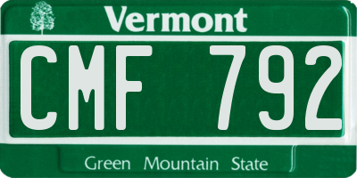 VT license plate CMF792