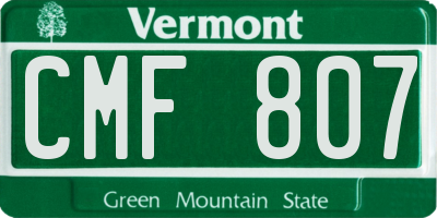 VT license plate CMF807