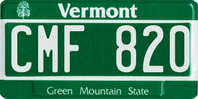 VT license plate CMF820