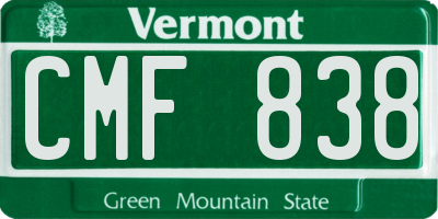 VT license plate CMF838