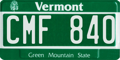 VT license plate CMF840