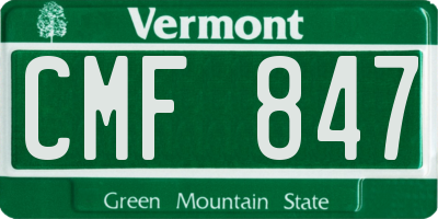 VT license plate CMF847
