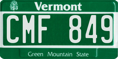 VT license plate CMF849