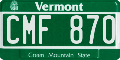 VT license plate CMF870