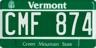 VT license plate CMF874