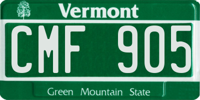 VT license plate CMF905